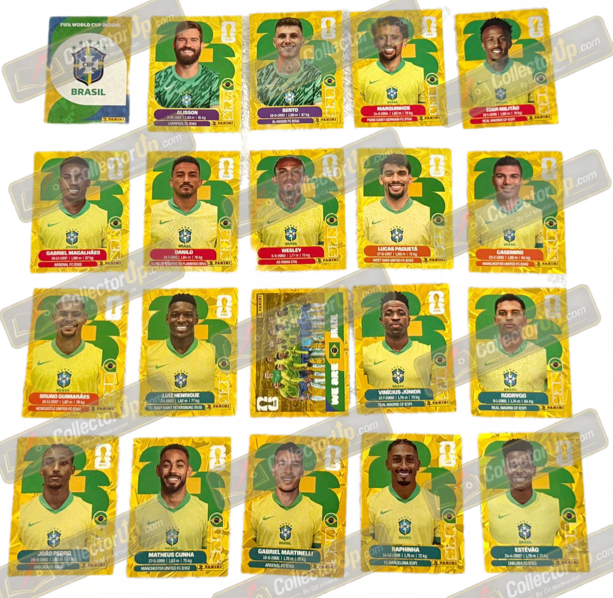 Brazil — Gold Crumple Full Team Set