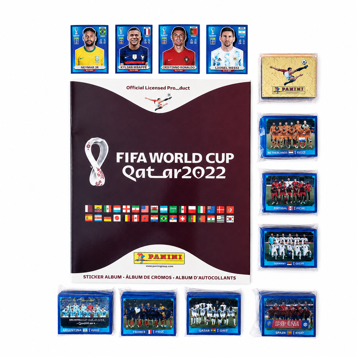 Panini FIFA World Cup Qatar 2022 Blue Border Edition — Fresh Album + Complete Loose Sticker Set